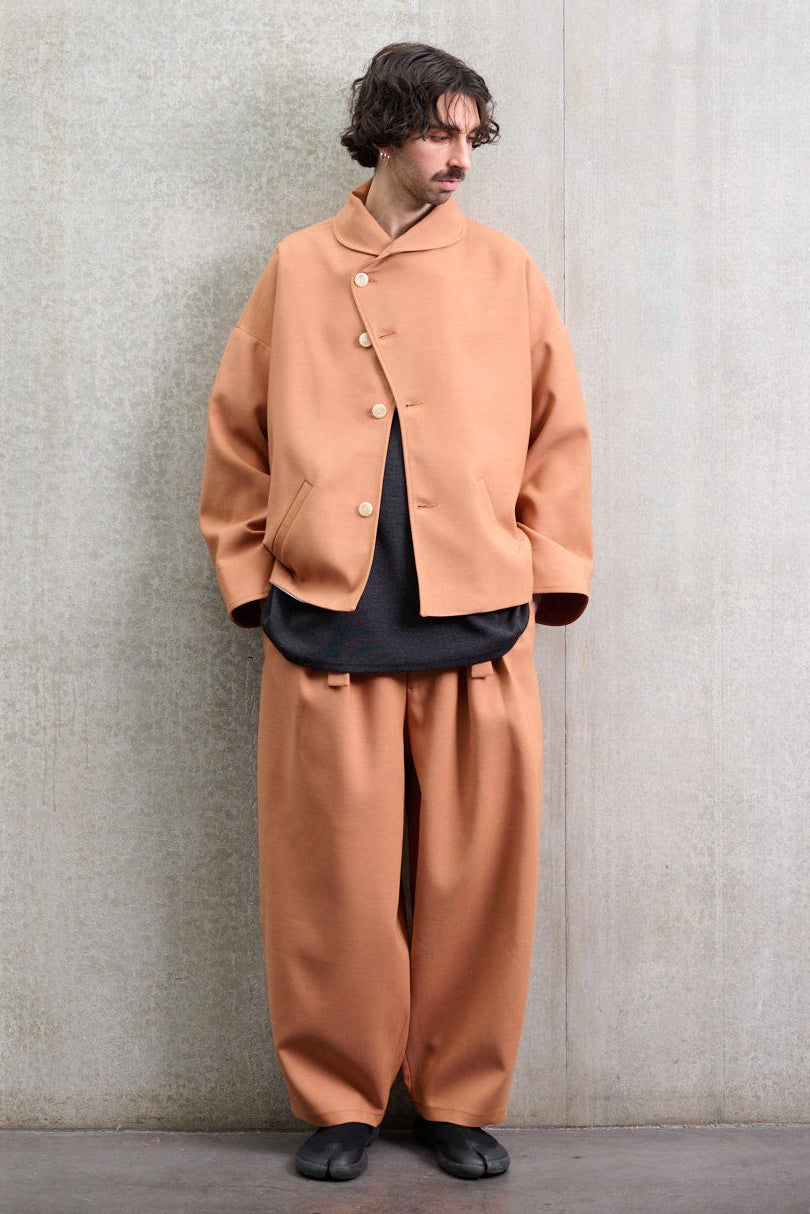 Sienna earth circular trousers in wool & cotton