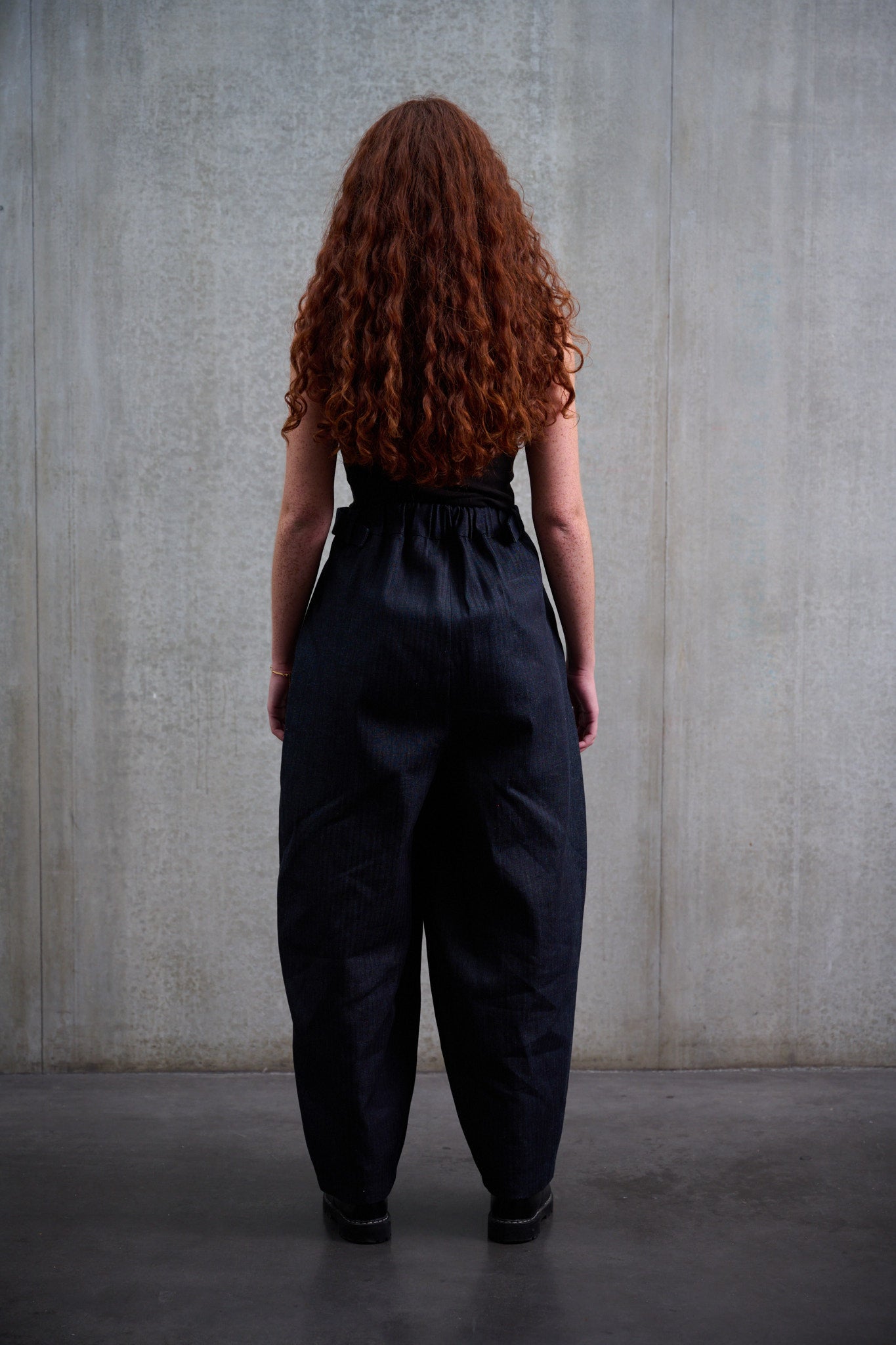 Striped denim circular pants