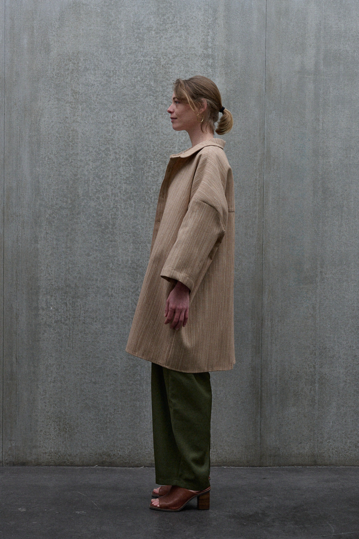 Chemise oversize marron à rayures