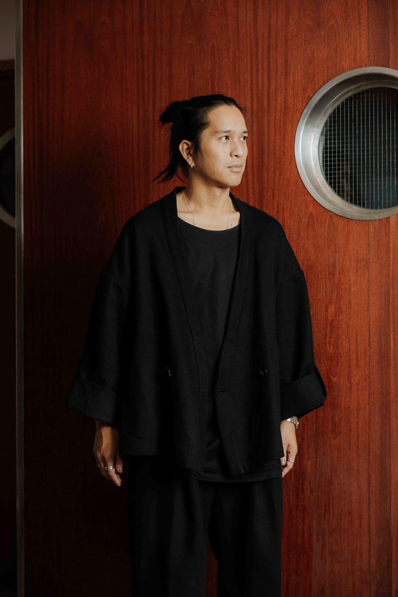 Veste Samue noir en sergé epais