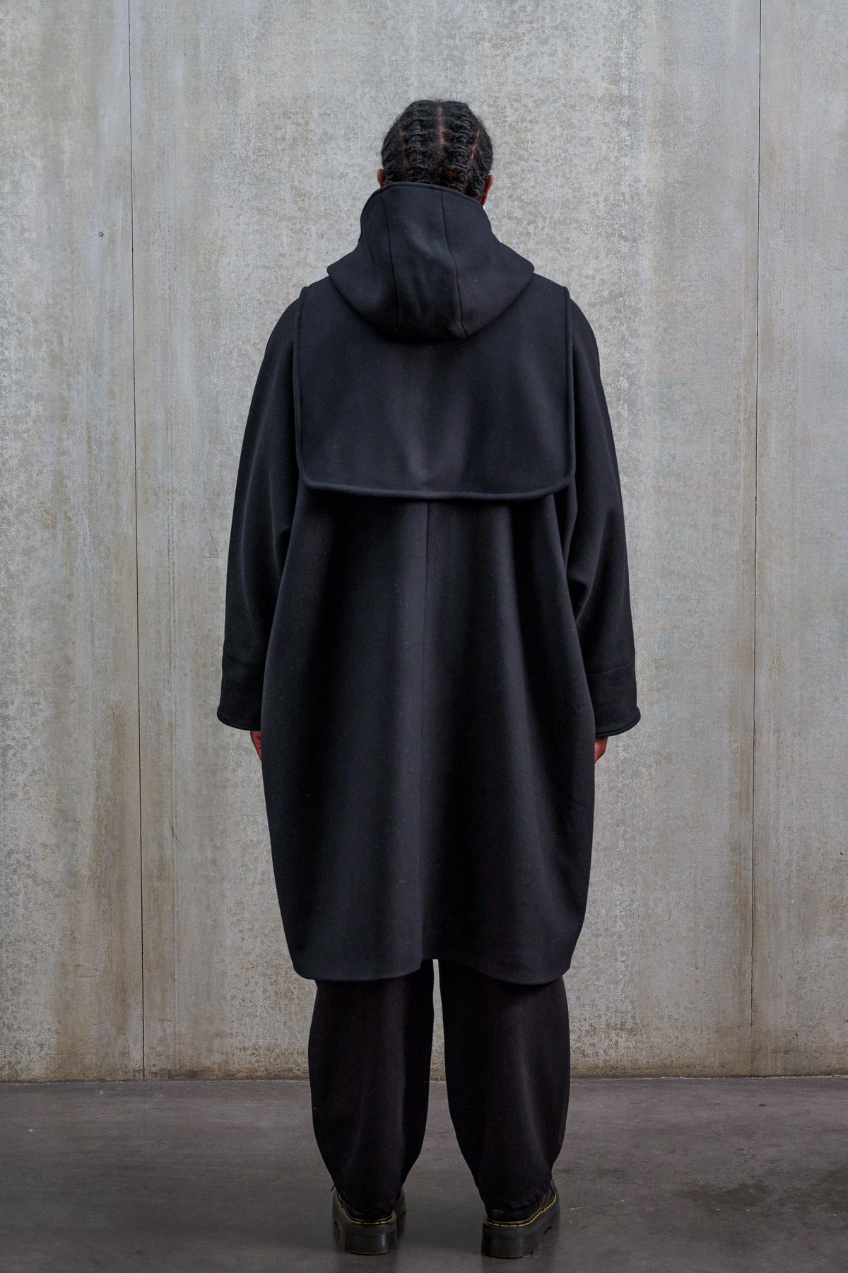 DO - Black Wool Double-Zip Hooded Bib