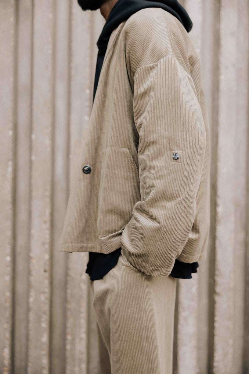 Veste Samue beige olive en velours