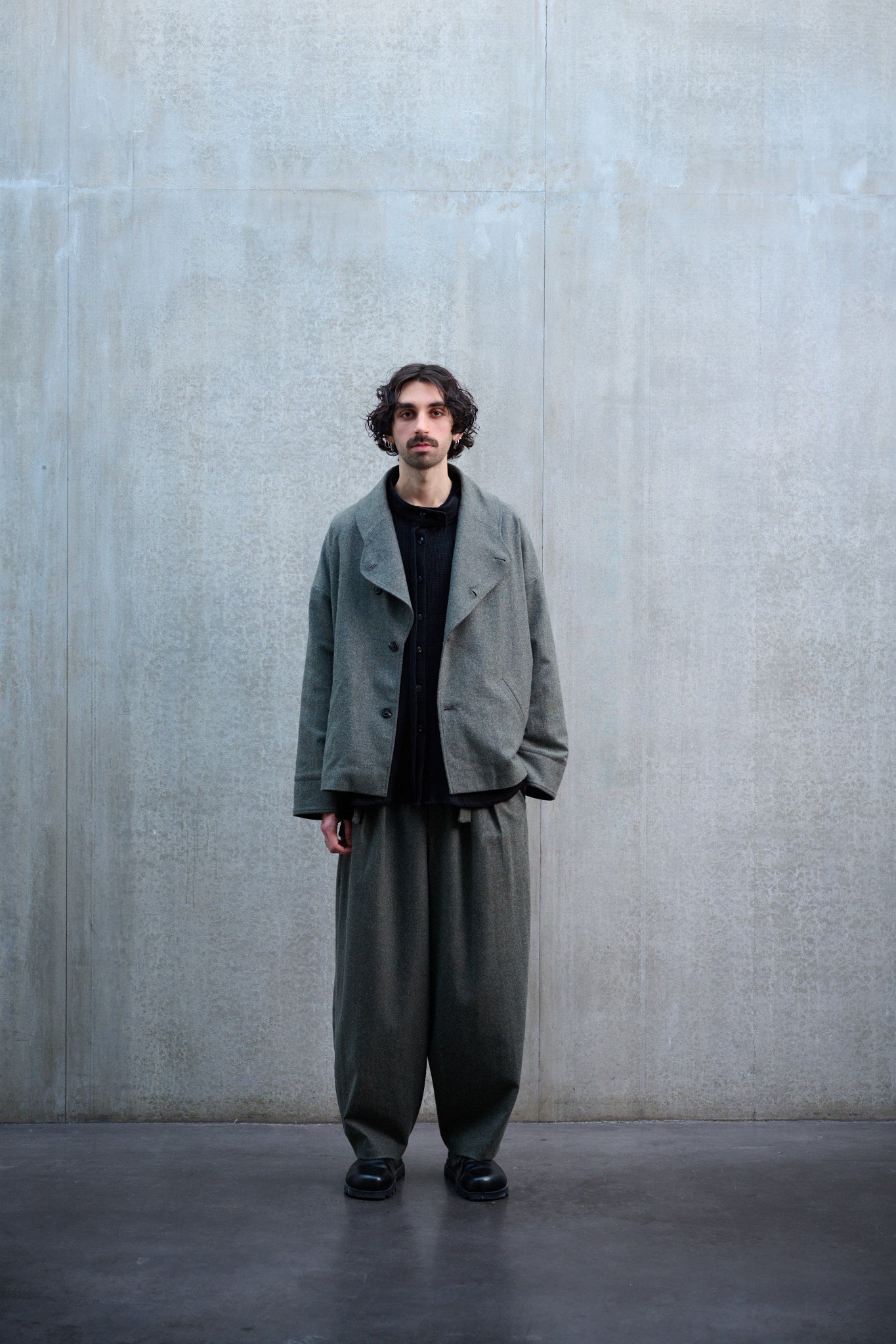 Veste Gunbai gris chinée en flanelle de laine