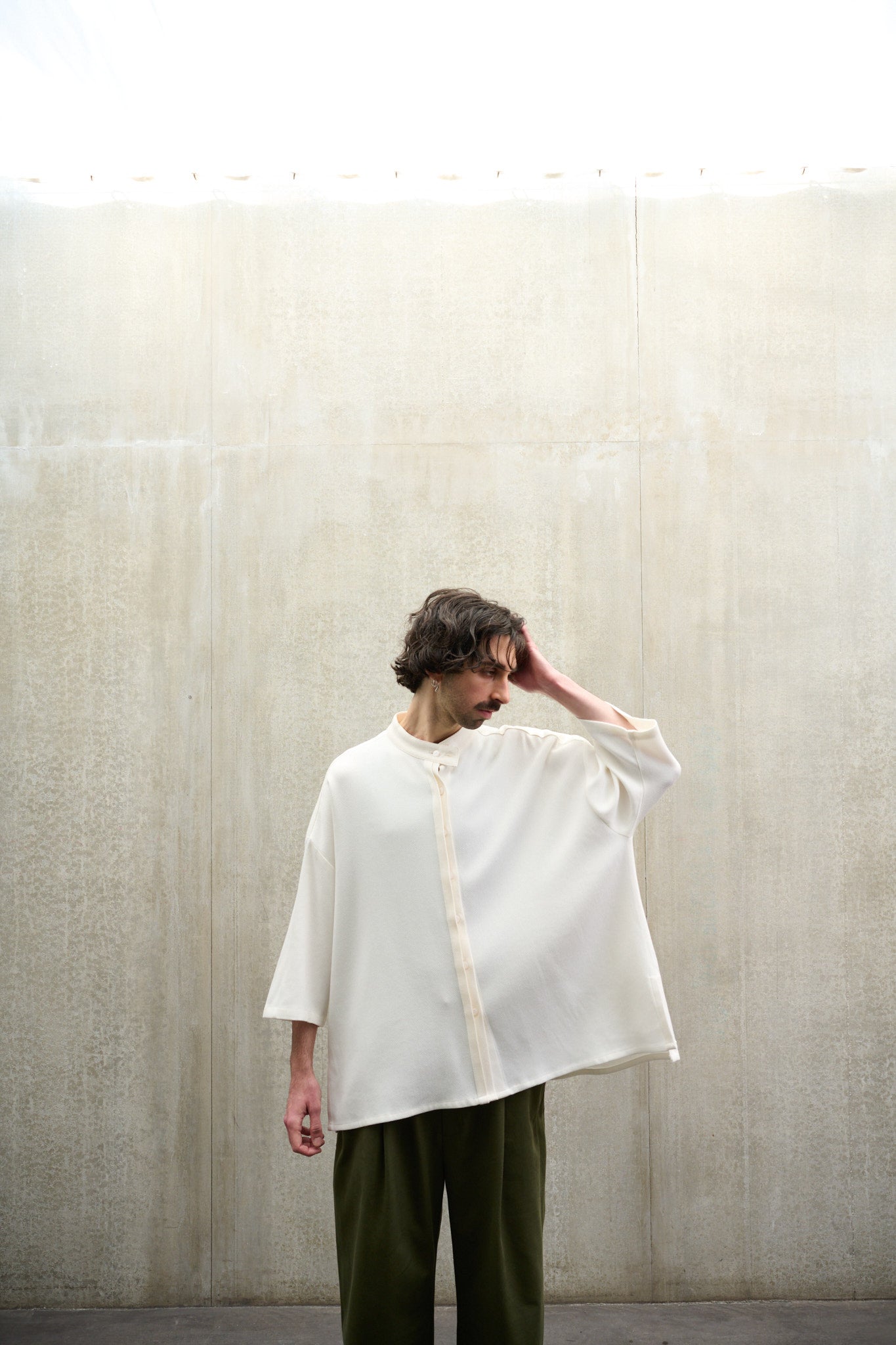 Chemise KITA blanche en nid d'abeille