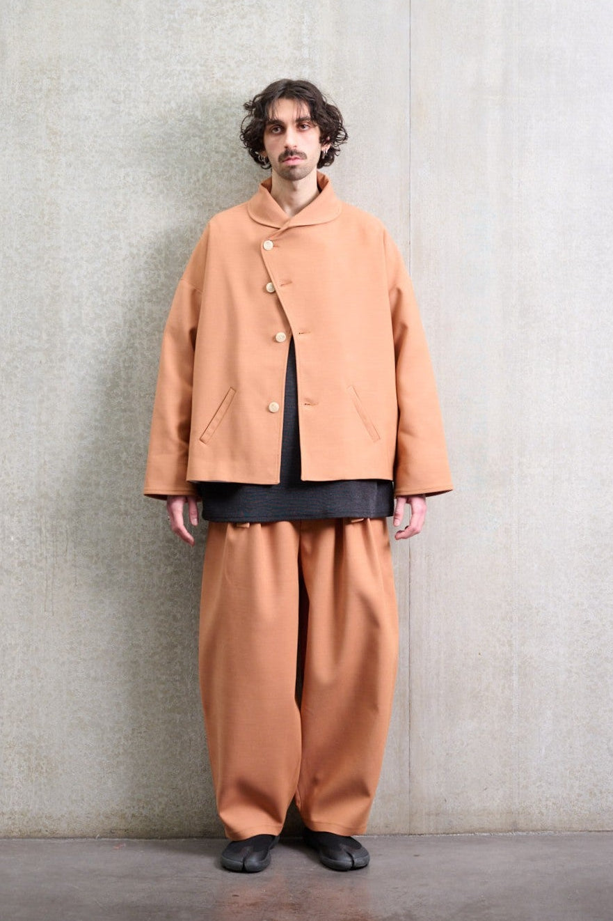 Pantalon circulaire terre de sienne en laine & coton