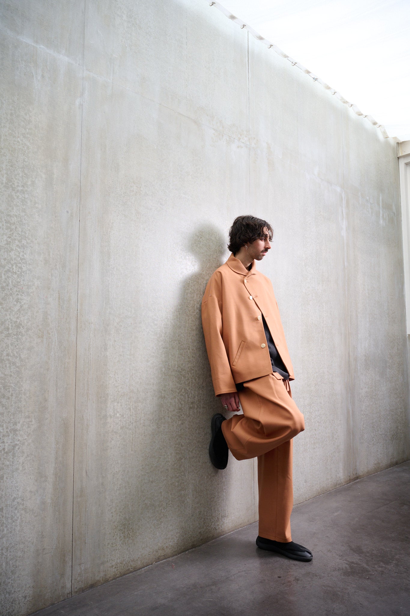 Pantalon circulaire terre de sienne en laine & coton