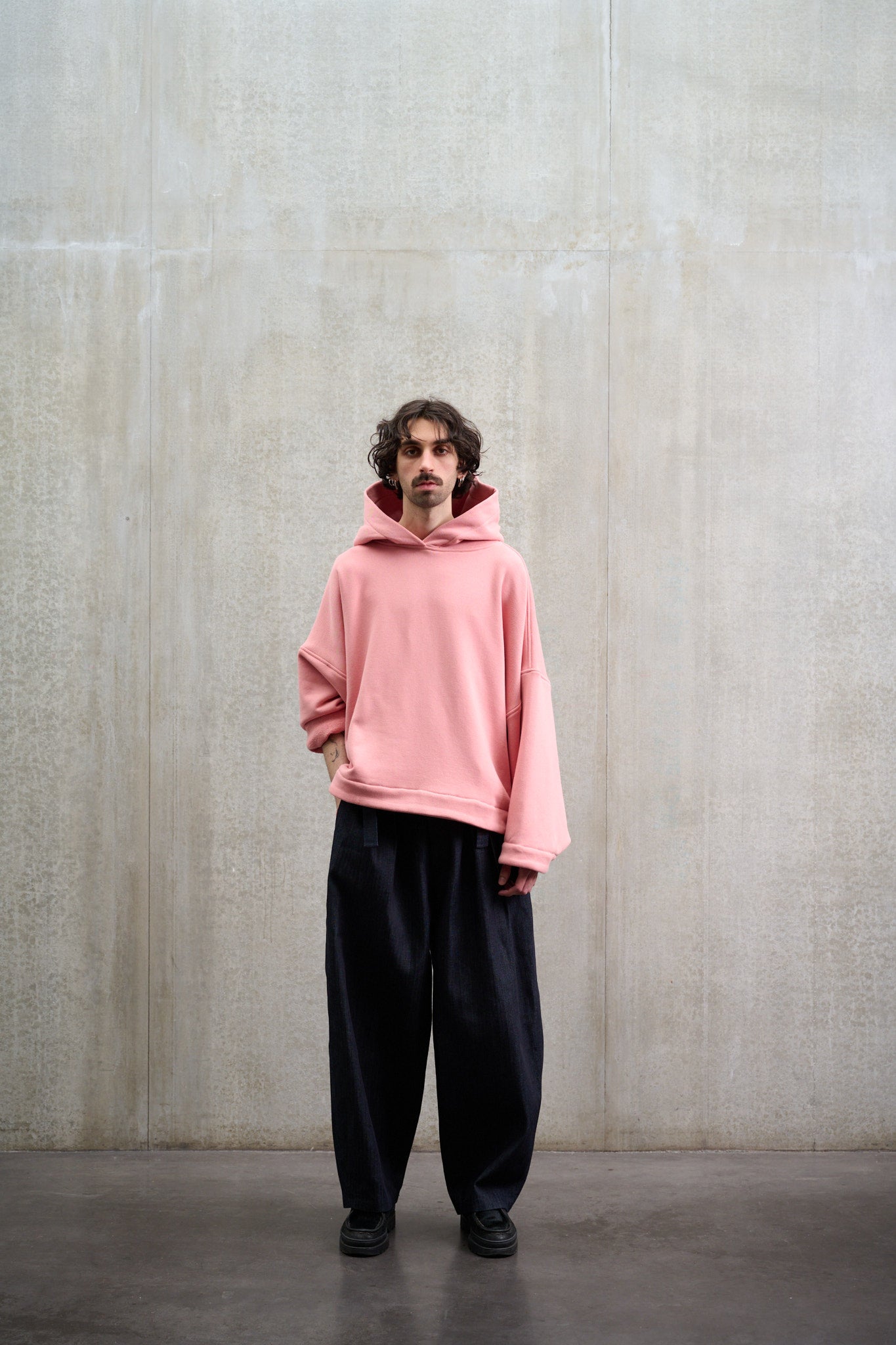 Pantalon circulaire en denim rayé