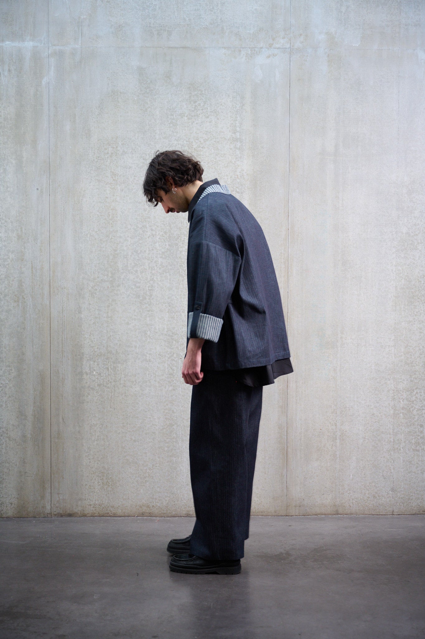 Pants droit denim rayé