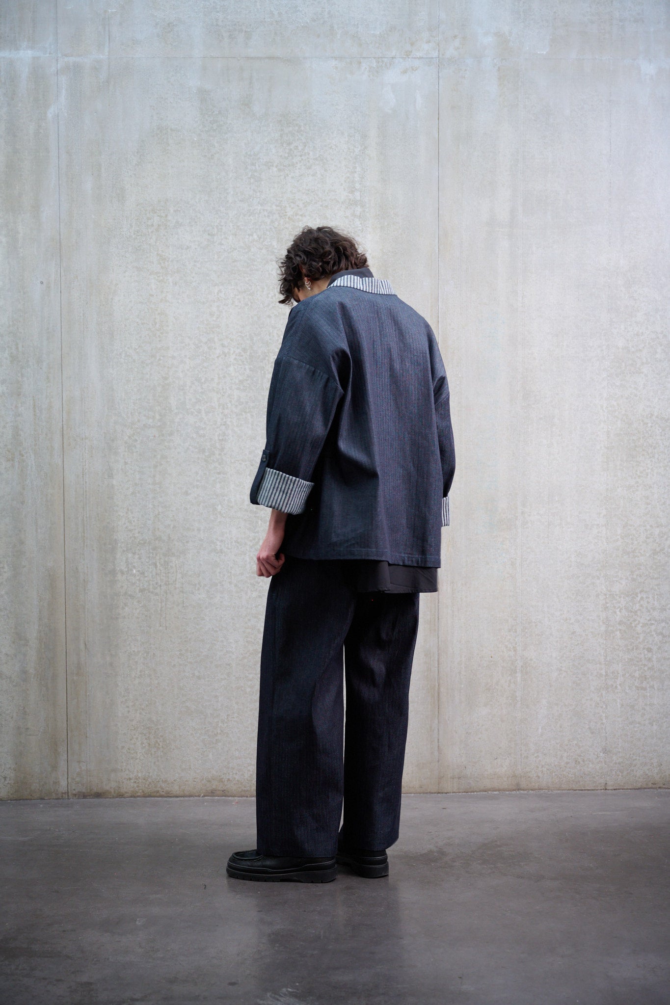 Pants droit denim rayé