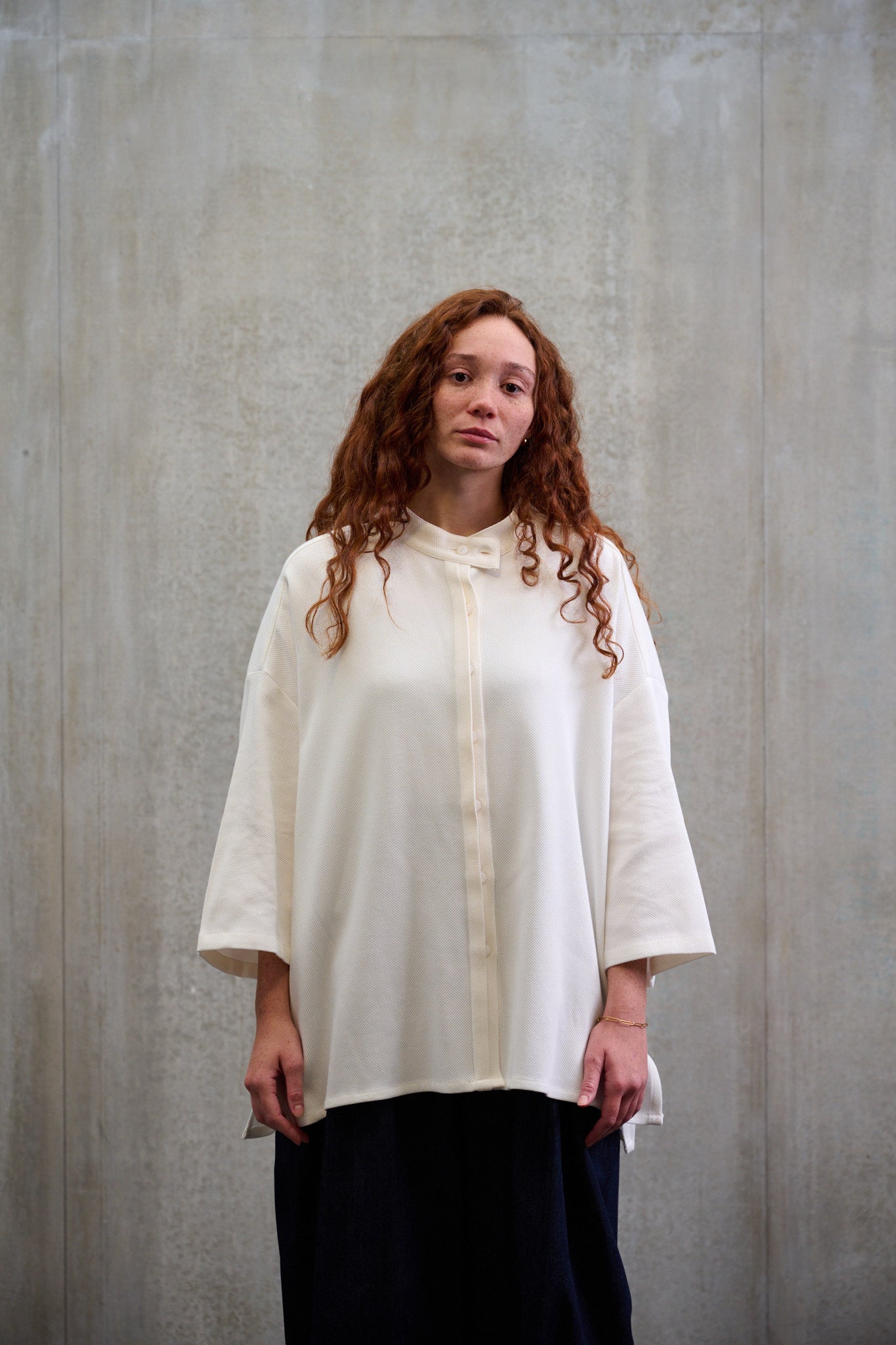 Chemise KITA blanche en nid d'abeille