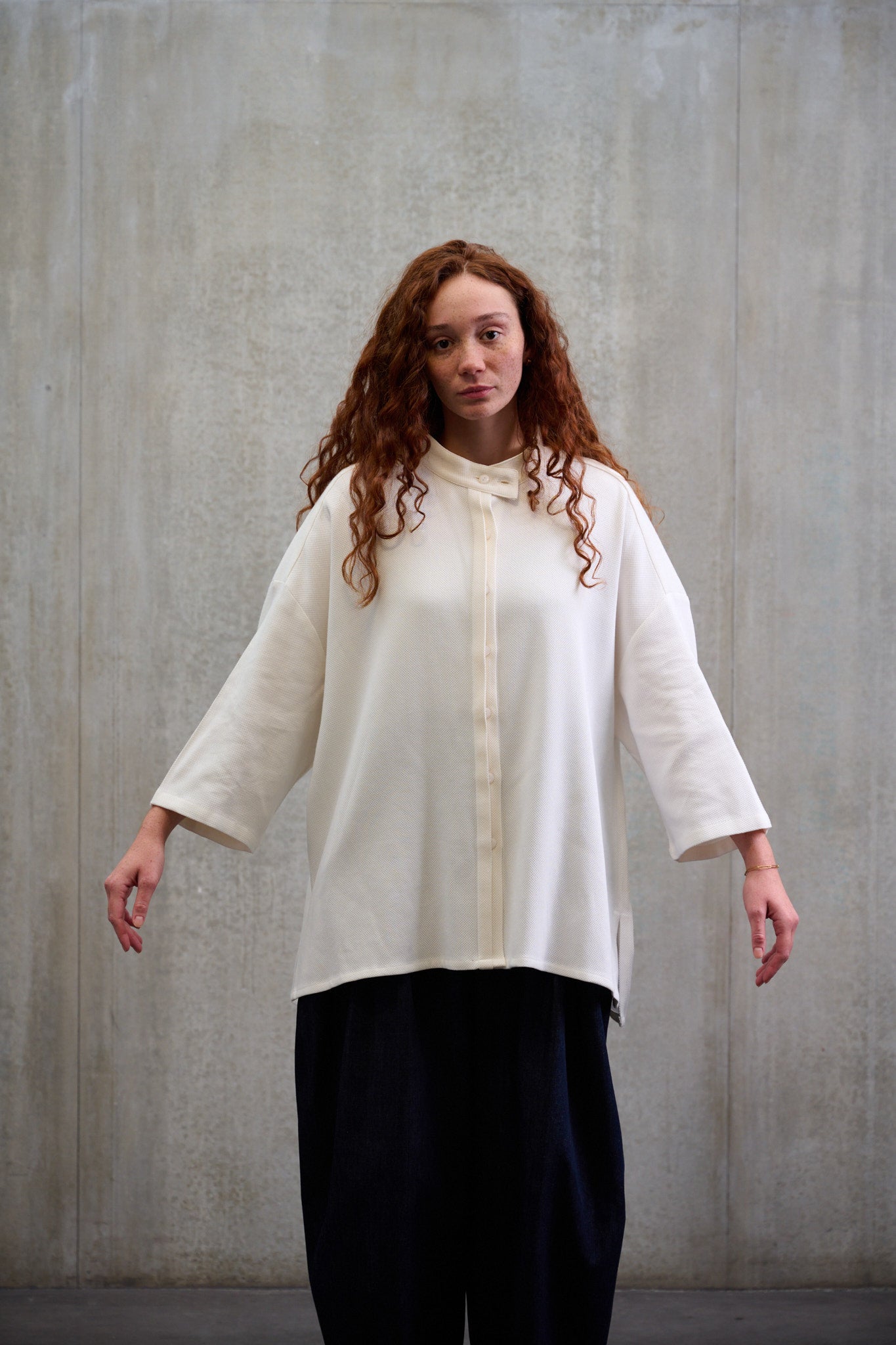 Chemise KITA blanche en nid d'abeille