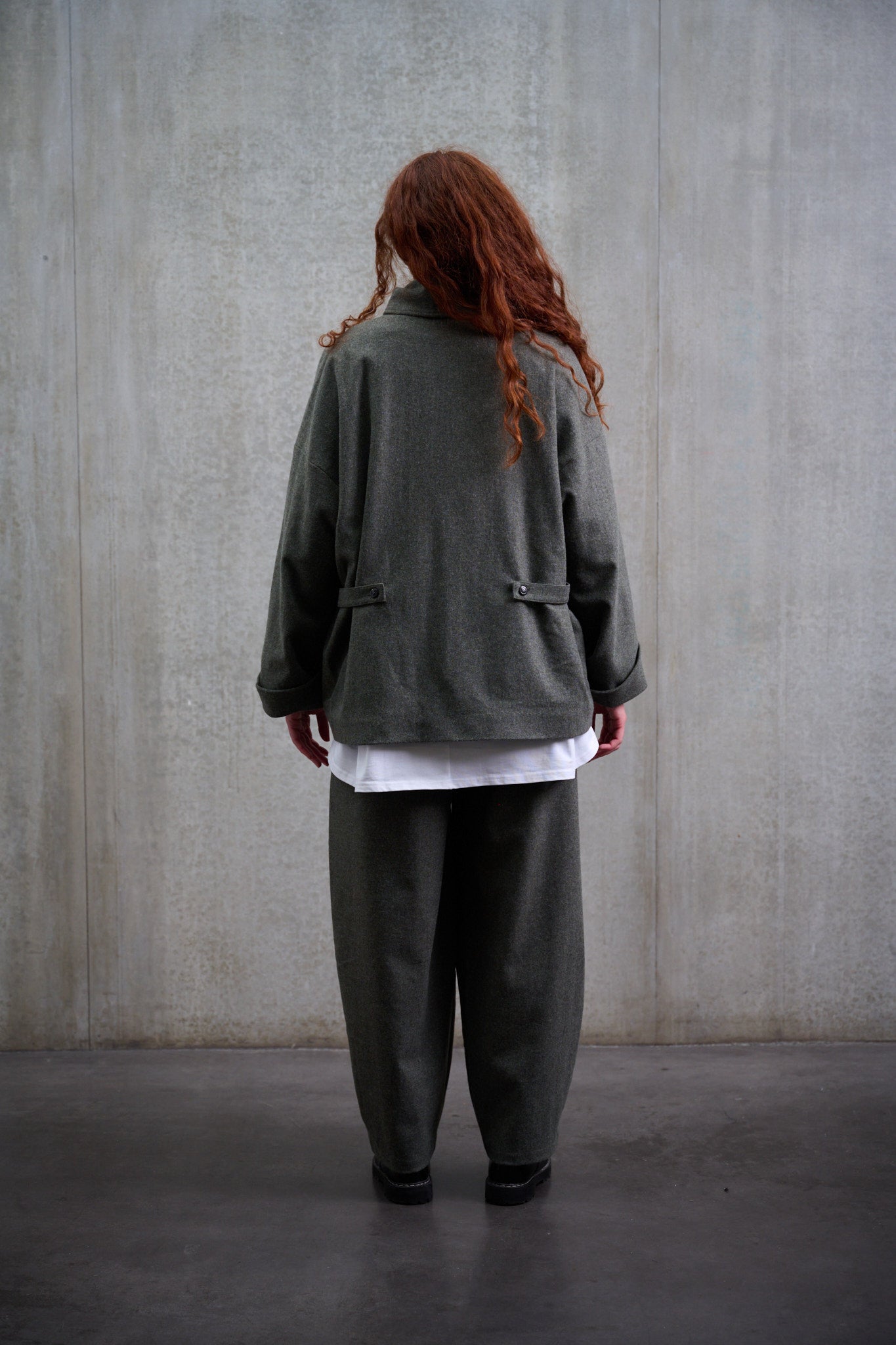 Veste Gunbai gris chinée en flanelle de laine