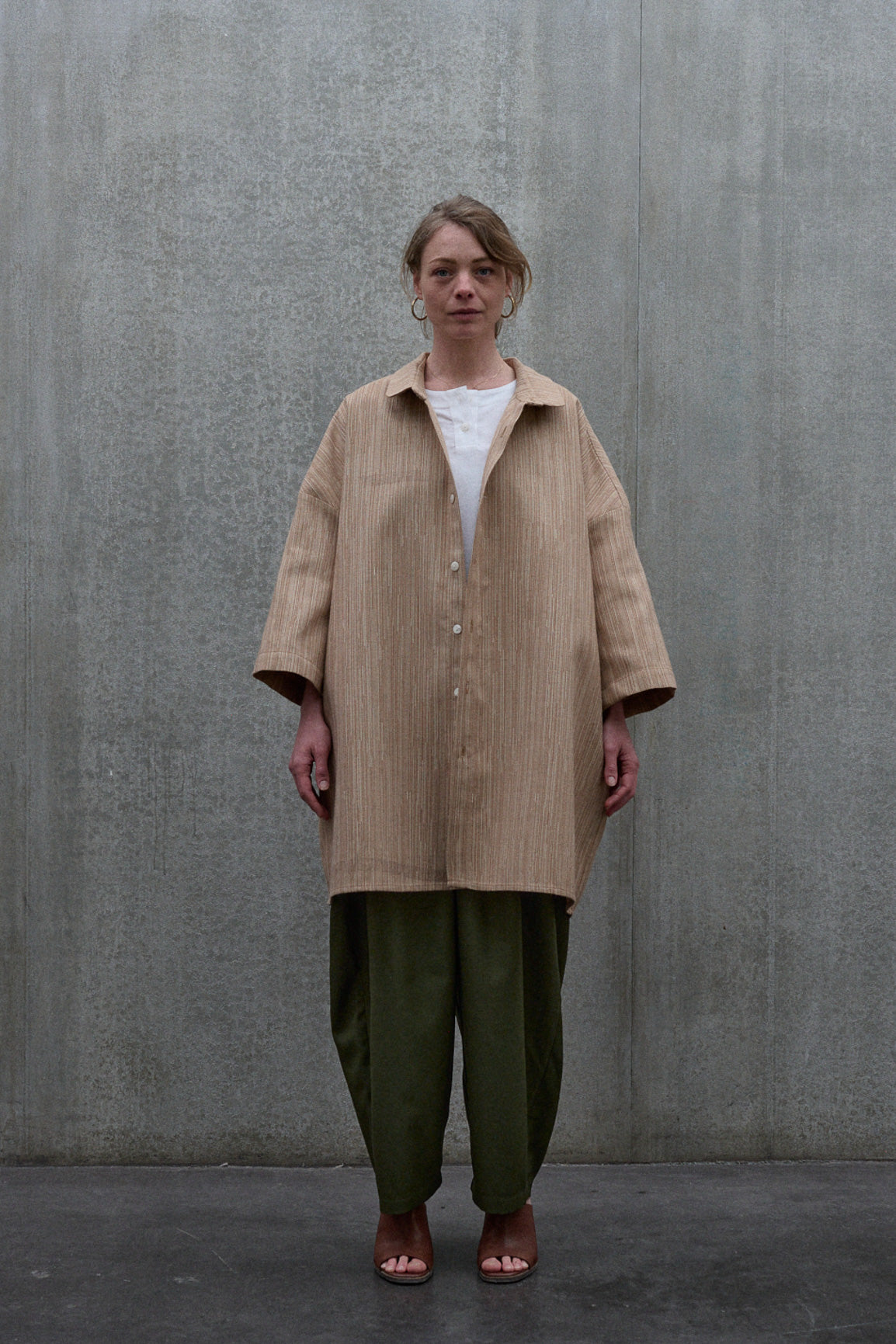 Brown striped oversized shirt