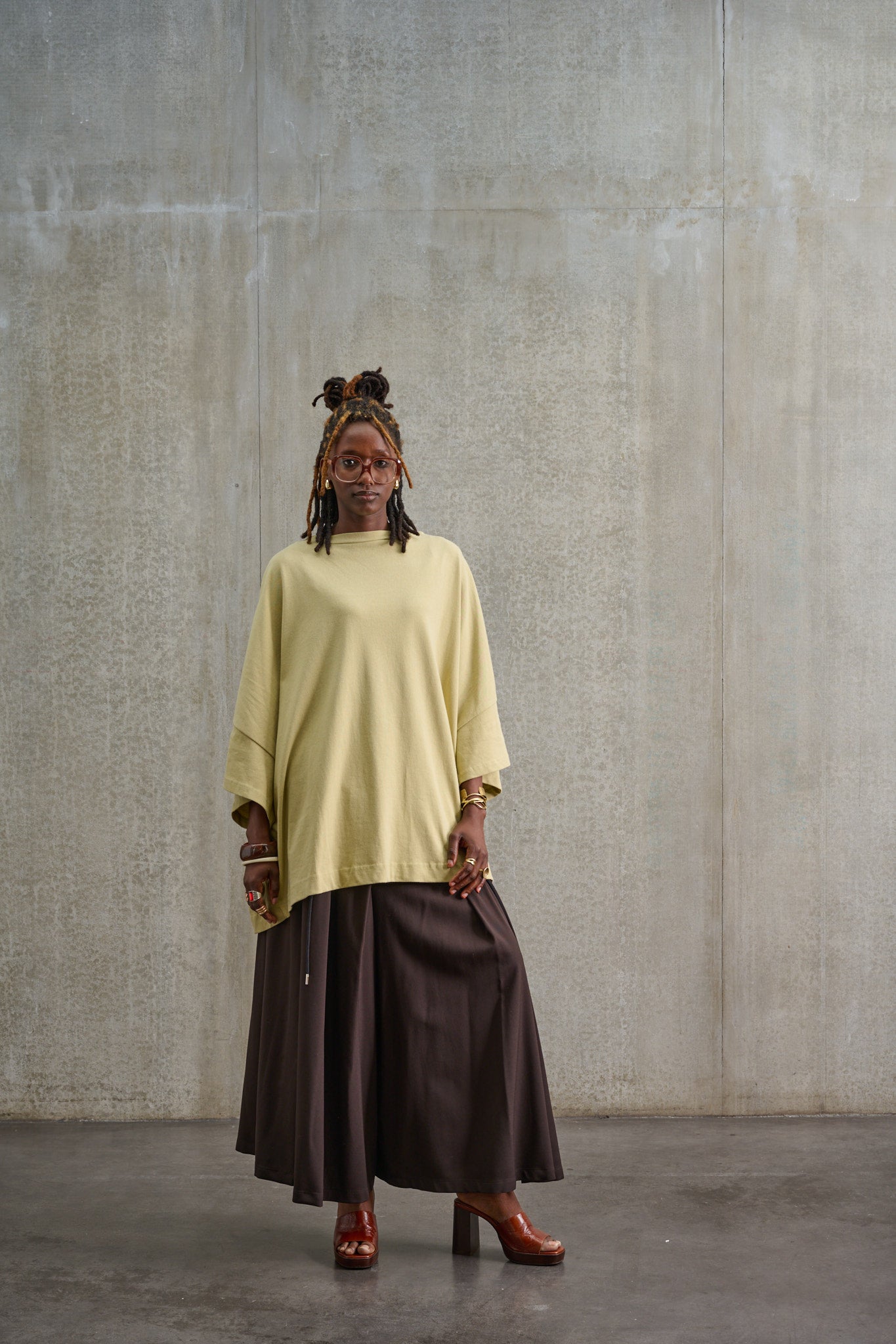 HAKAMA - Brown tropical wool culotte trousers