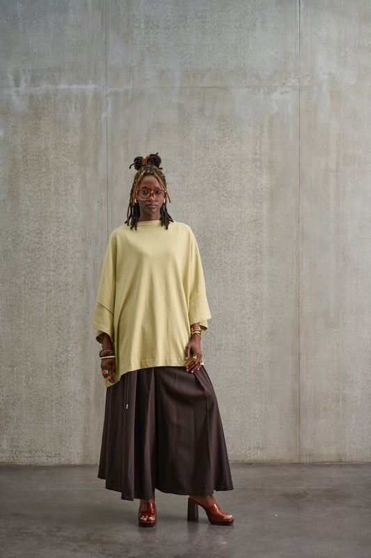 HAKAMA - Jupe culotte en laine froide marron
