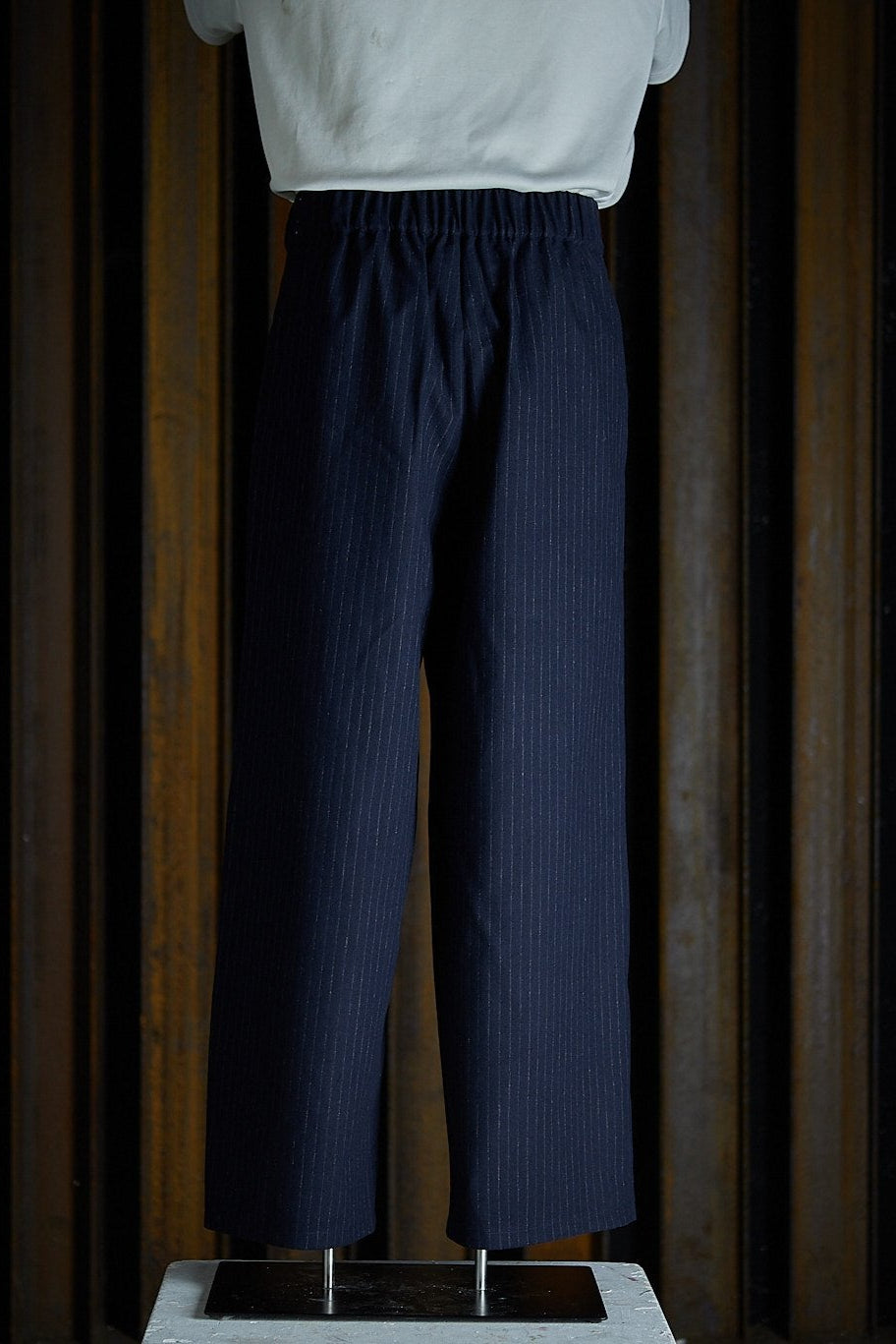 Midnight blue striped straight pants