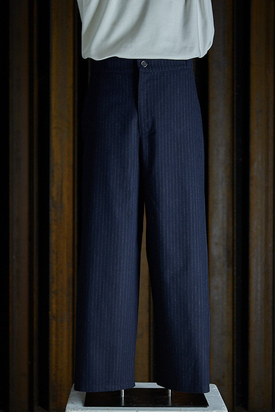 Midnight blue striped straight pants