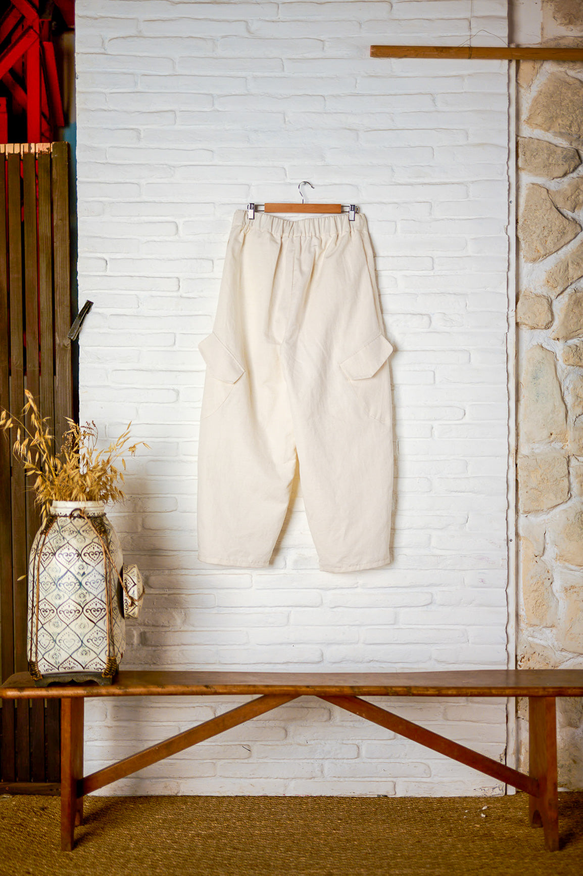 Pantalon cargo crème