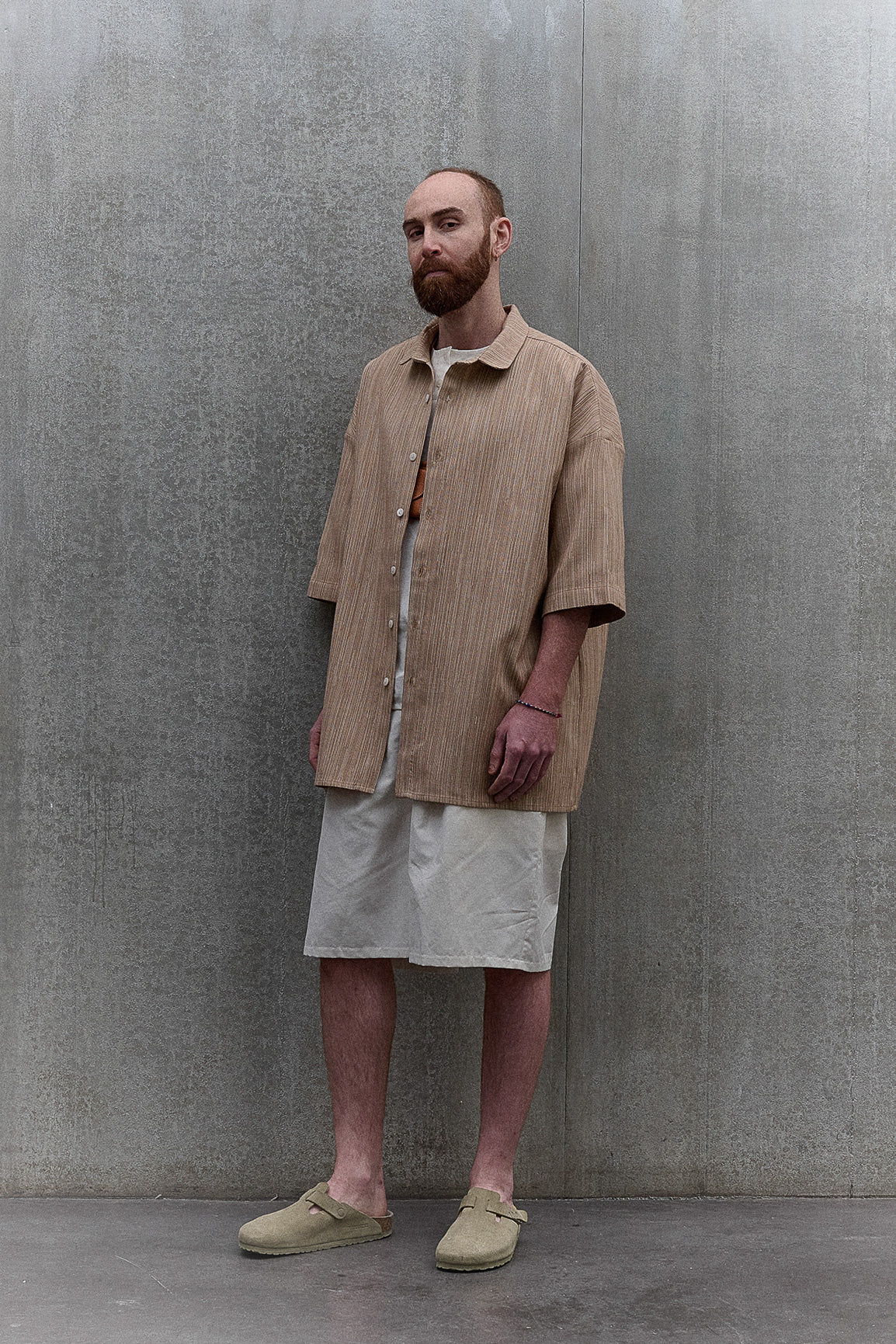 Brown striped oversized shirt