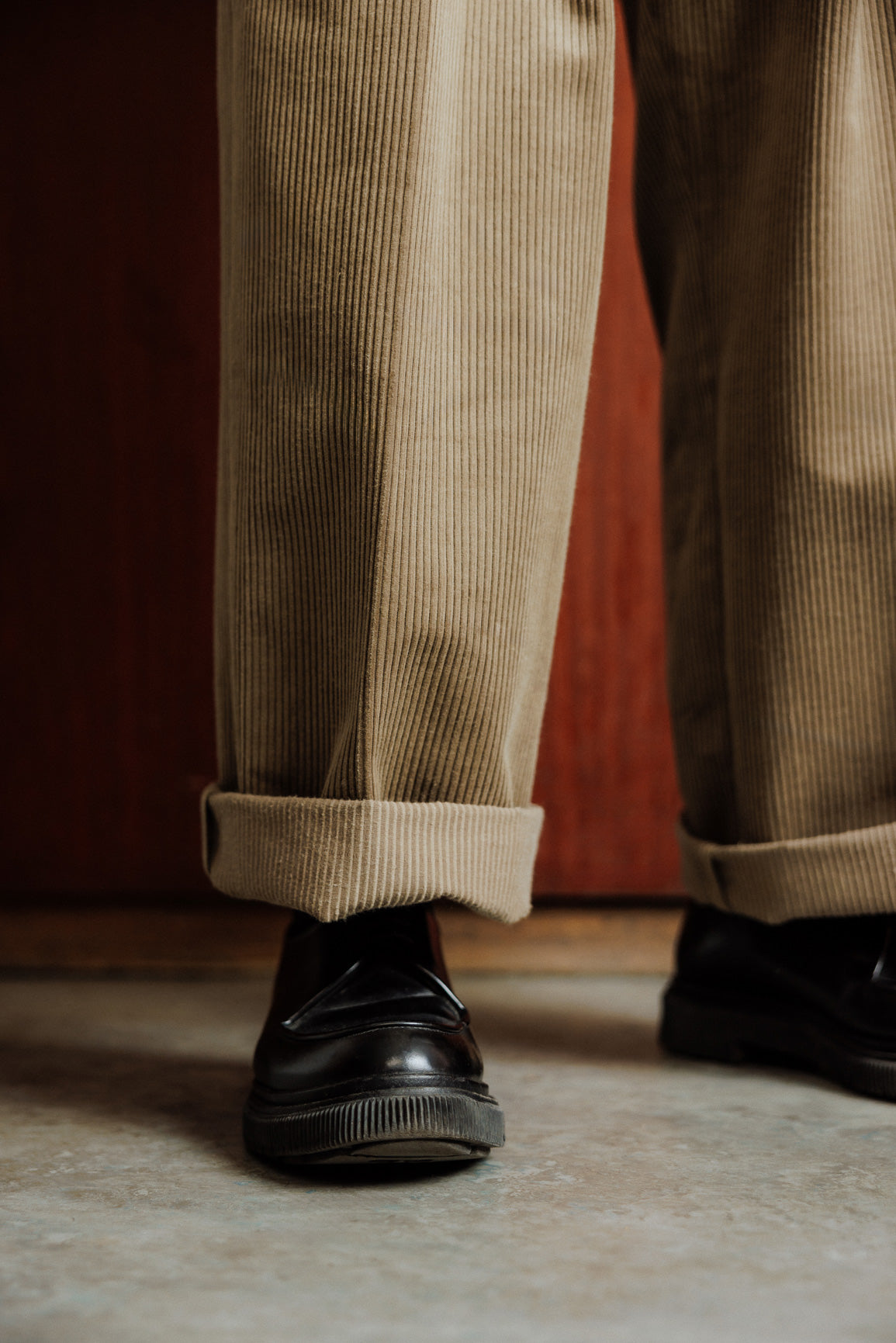 Olive beige straight velvet pants