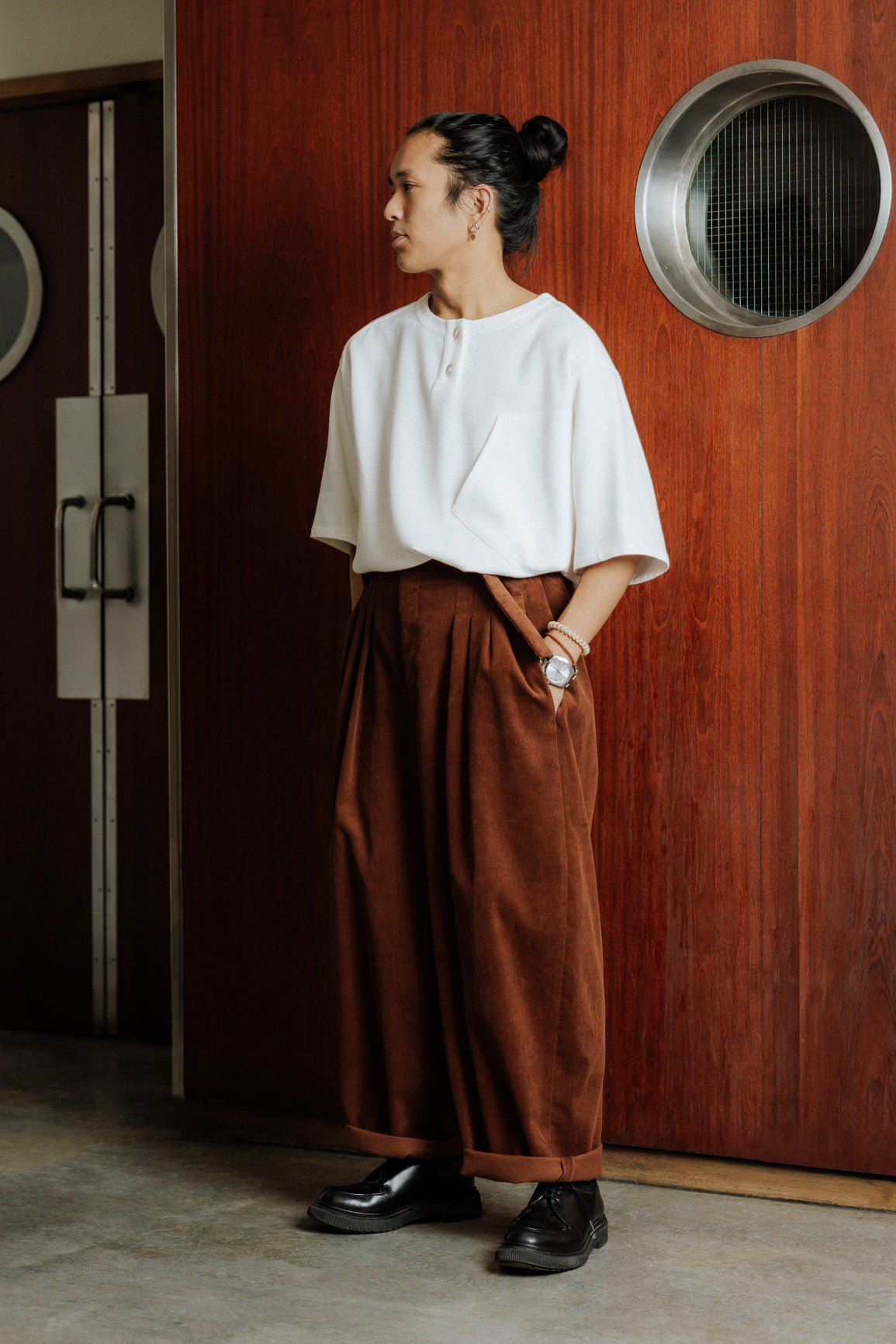 Brown velvet circular pants