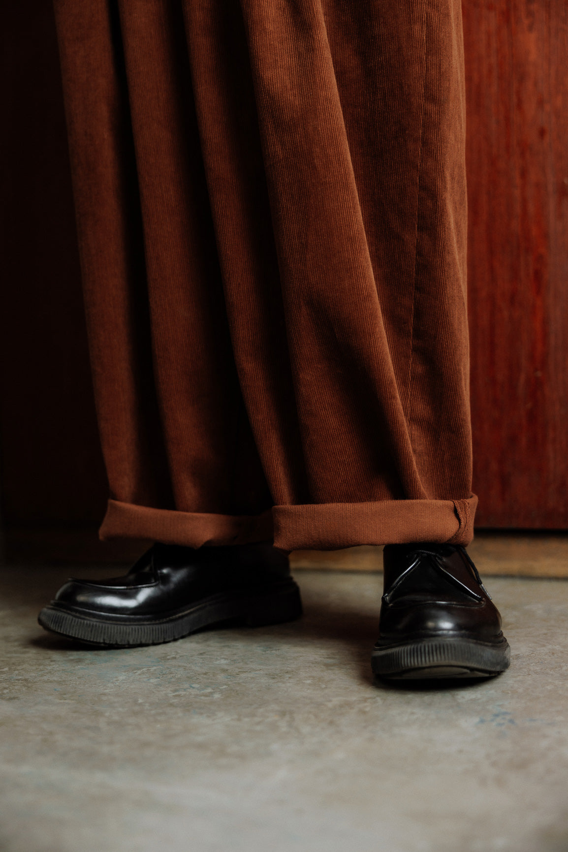 Brown velvet circular pants