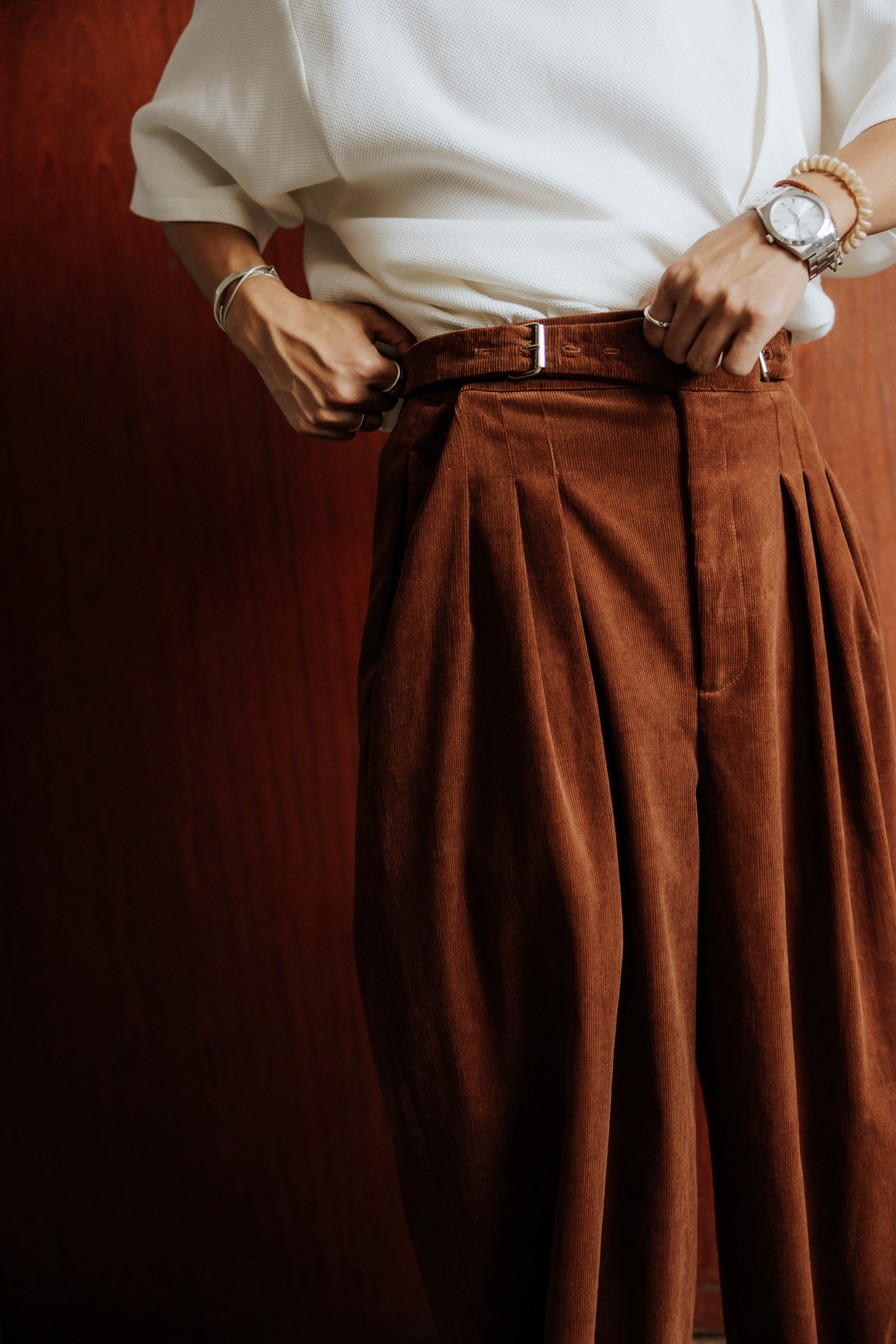 Brown velvet circular pants